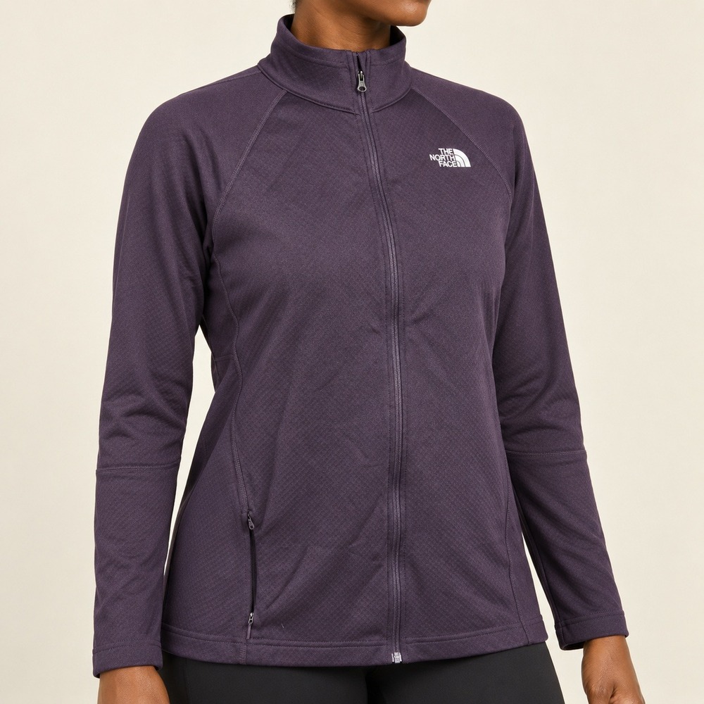 The North Face FlashDry Full Zip Jacket Purple Textured Performance LG Layering
